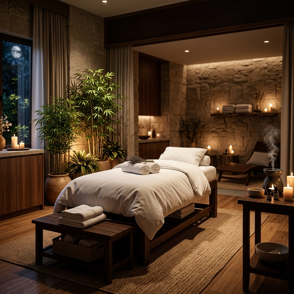 Double treatment room with luxury massage tables
